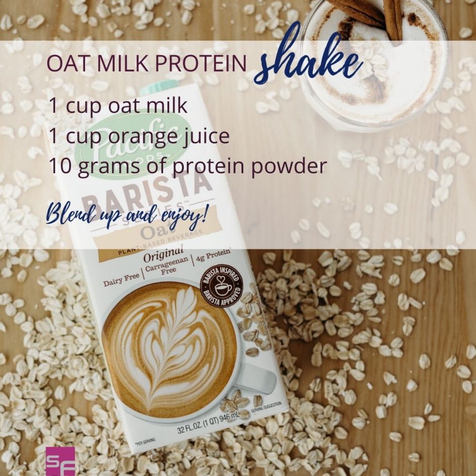 oat milk protein shake healthy snack on the go recipe card successfitness